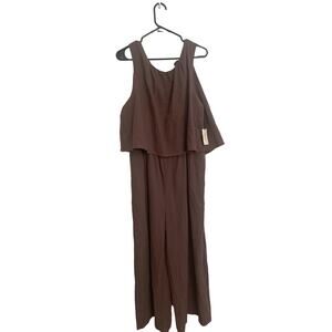 Mila Mae Natural Popover Mocha Brown Jumpsuit, Sz XL
